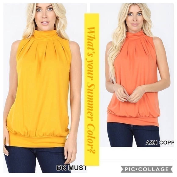 Cute Ash Copper Mock Neck Sleeveless Top - Picture 2 of 3